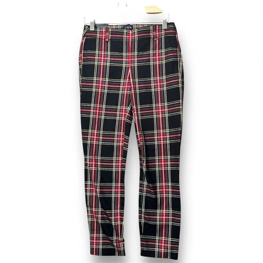 J.Crew Winnie Pant Women's Size 00 Royal Tartan Plaid Pants Retro Holiday Preppy